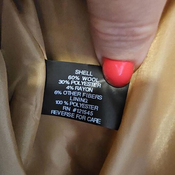 London Fog Hooded Zip Front Wool Blend Coat XS Tan Color - Picture 12 of 13